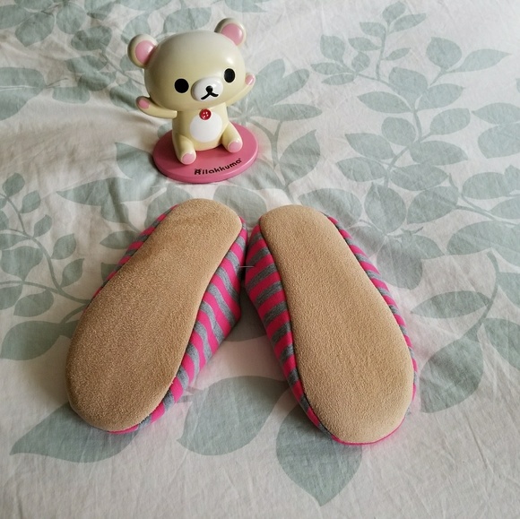 Fuschia & Grey Striped House Slippers - Picture 5 of 6